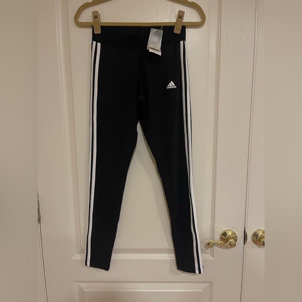 Adidas black and white striped leggings​​​​​​​​